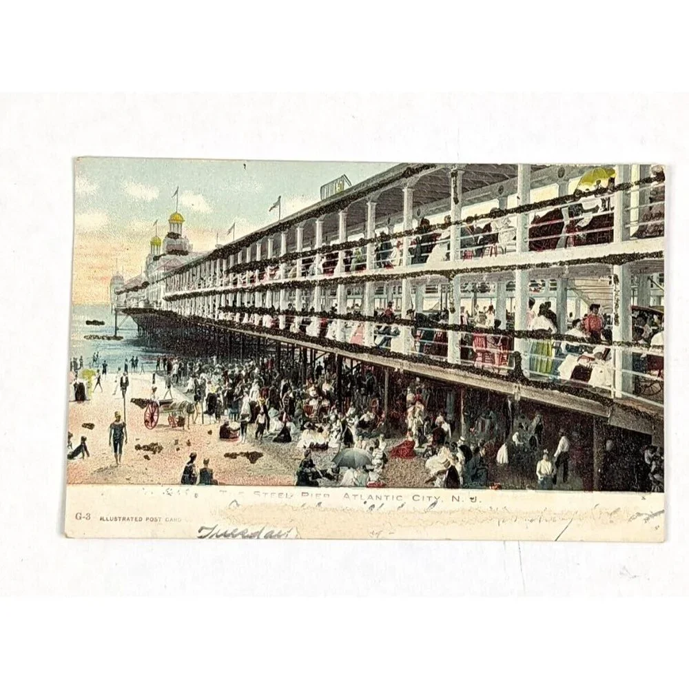 Vintage Postcard Illustrated The Steel Pier Atlantic City New‎ Jersey NJ 1900s